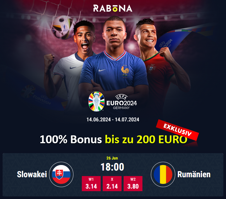 Slowakei gegen Rumänien Wetten EM Bonus