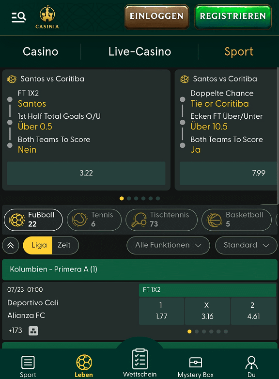 Casinia Mobile Screenshot