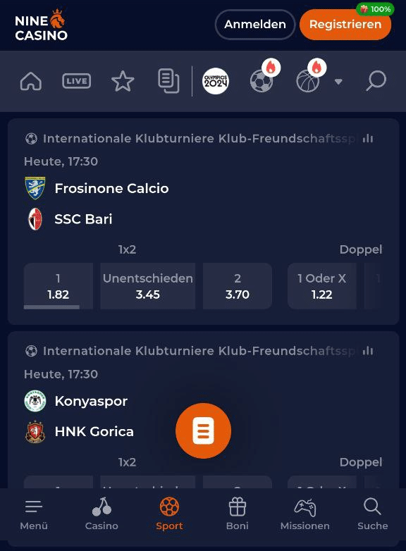 Mobile Ansicht Ninecasino Ninecasino Mobile Screenshot