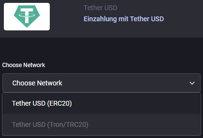 Einzahlung beim Wettanbieter mit der Kryptowährung Tether