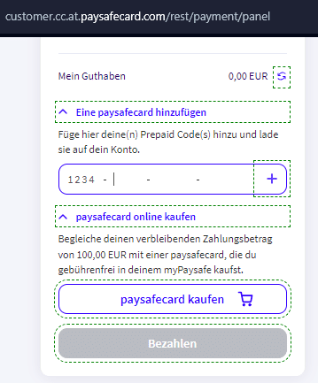 Paysafecard Code eingeben