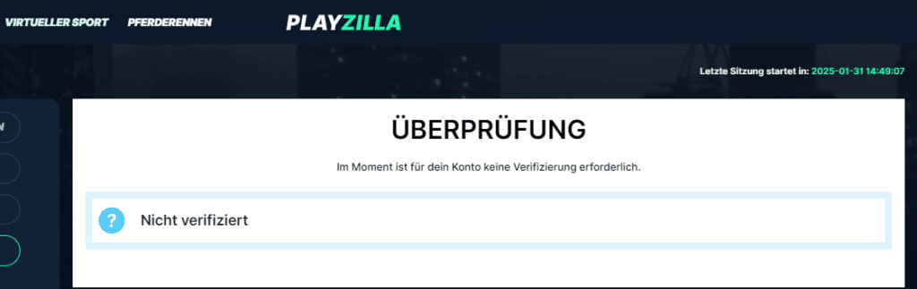 Stand der Verifizierung Playzilla Stand der Verifizierung Playzilla