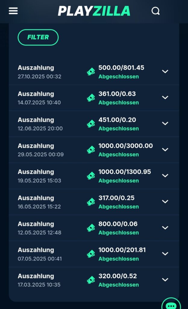 Auszahlungshistorie Playzilla Auszahlungshistorie Playzilla