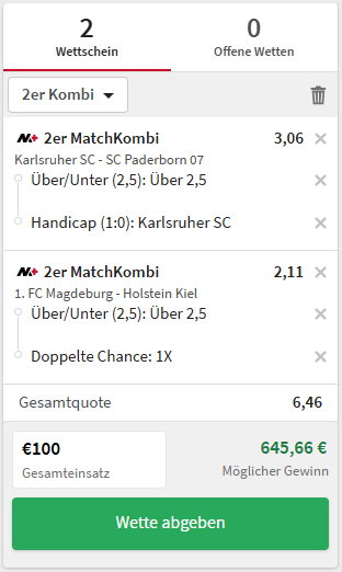 Tipico MatchKombi schlechtere Märkte