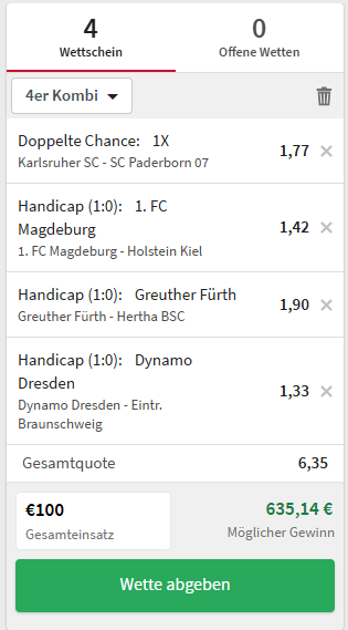 Tipico 4er Kombi bessere Märkte