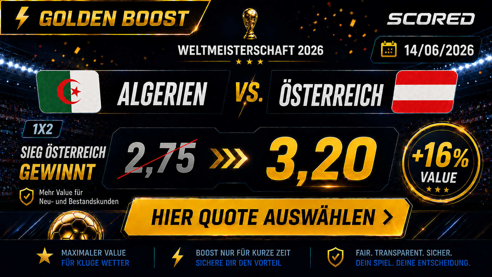 Beste Wettquote zu Algerien gegen Österreich heute