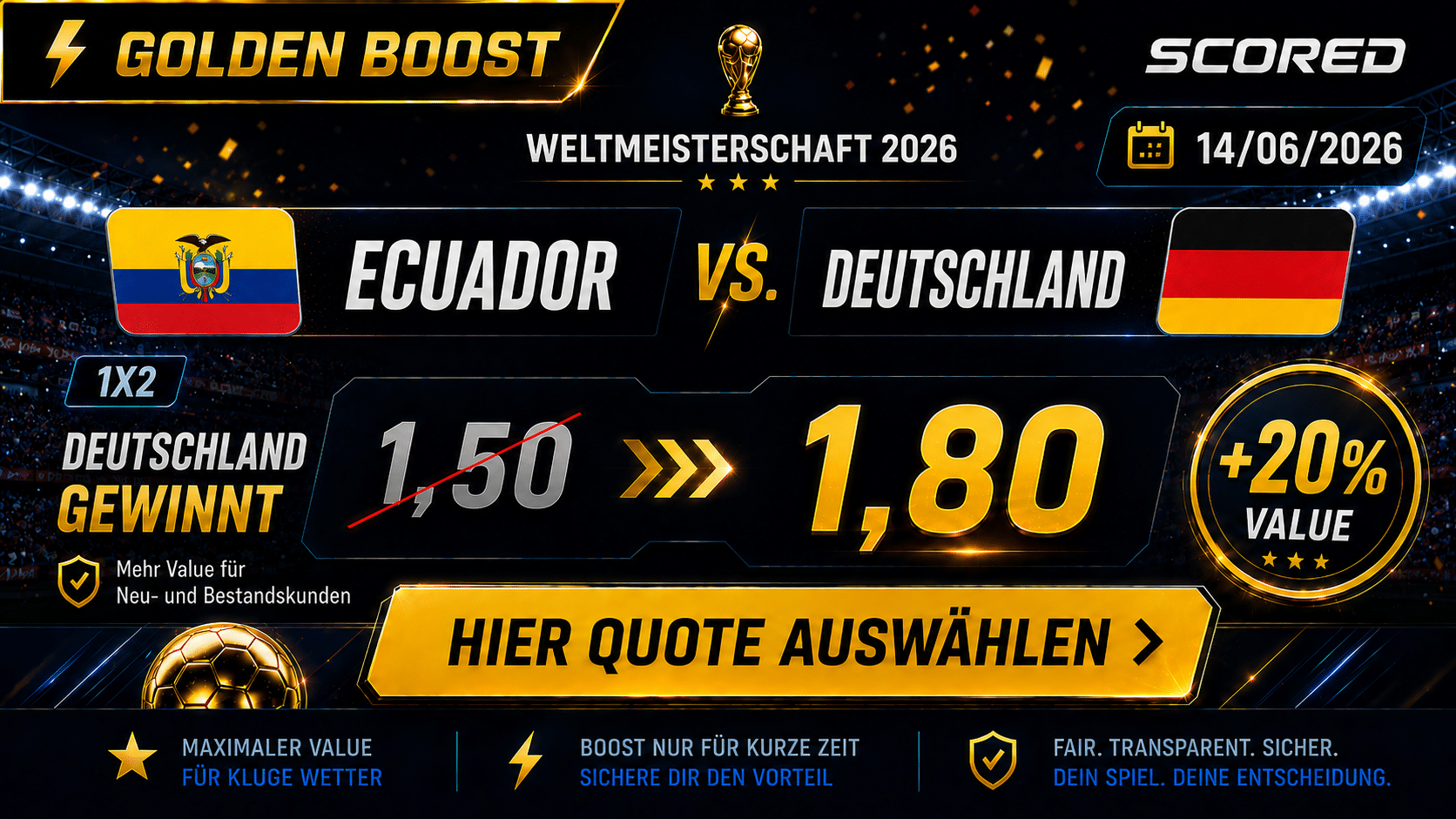 Beste Wettquote zu Ecuador gegen Deutschland heute