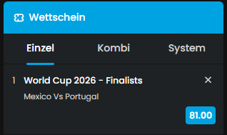 MyStake Finalquote 81,00 Mexiko gegen Portugal
