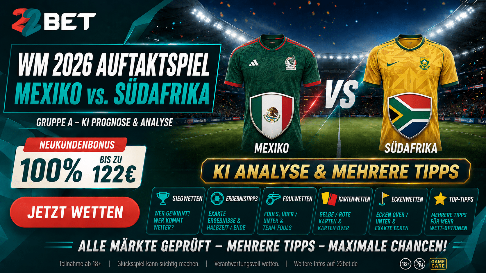 Mexiko gegen Südafrika WM Tipp, KI Prognose & Quoten?
