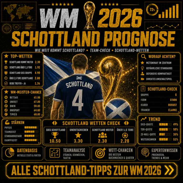 Erreicht Schottland die K.o.-Runde? KI-Prognose & Langzeitwette