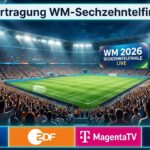 Sendeplan für die Übertragung des WM 2026 Sechzehntelfinals live im TV und Stream mit Logos von ARD, ZDF und MagentaSport.