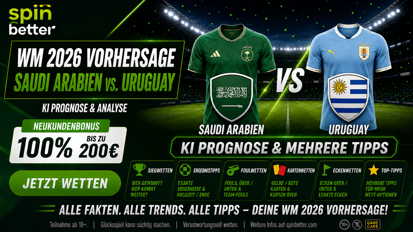 Beste Quoten zu Saudi Arabien gegen Uruguay am 16.06.26