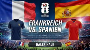 Grafik zum WM-Halbfinale Frankreich gegen Spanien 2026
